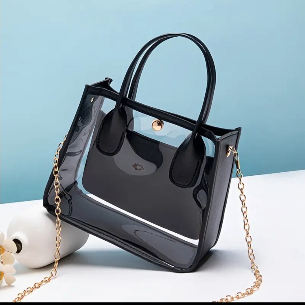 NWT! Transparent Mini Handbag - Magnetic Closure, Top Handle Chain Crossbody. - Picture 2 of 5
